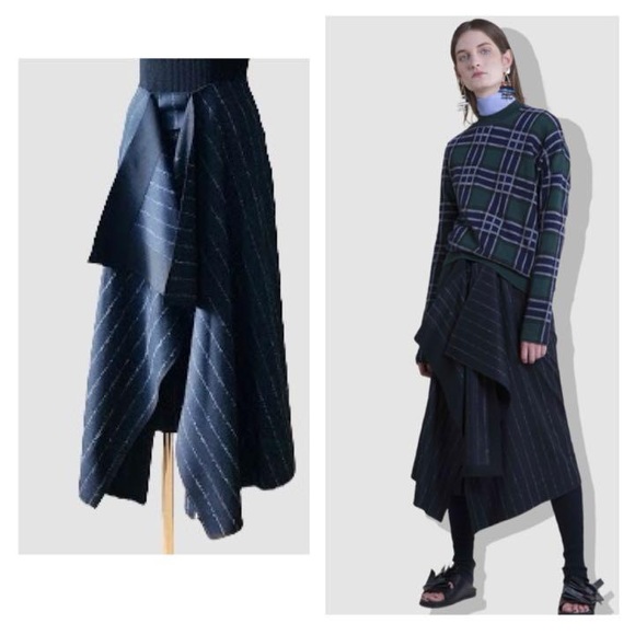 CEDRIC CHARLIER pinstripe wool skirt size 42 - Picture 6 of 7